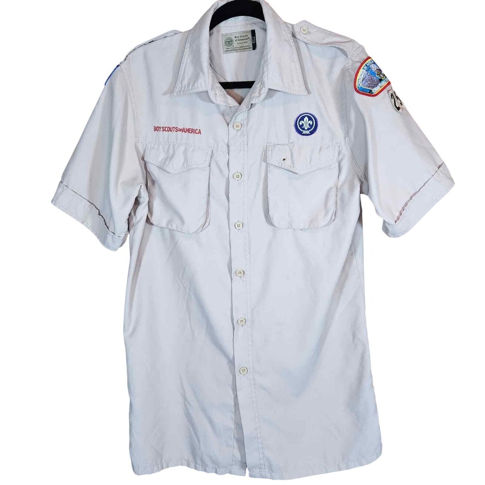 Official Boy Scouts of America Khaki Short Sleeve Uniform Shirt Men's Small‎